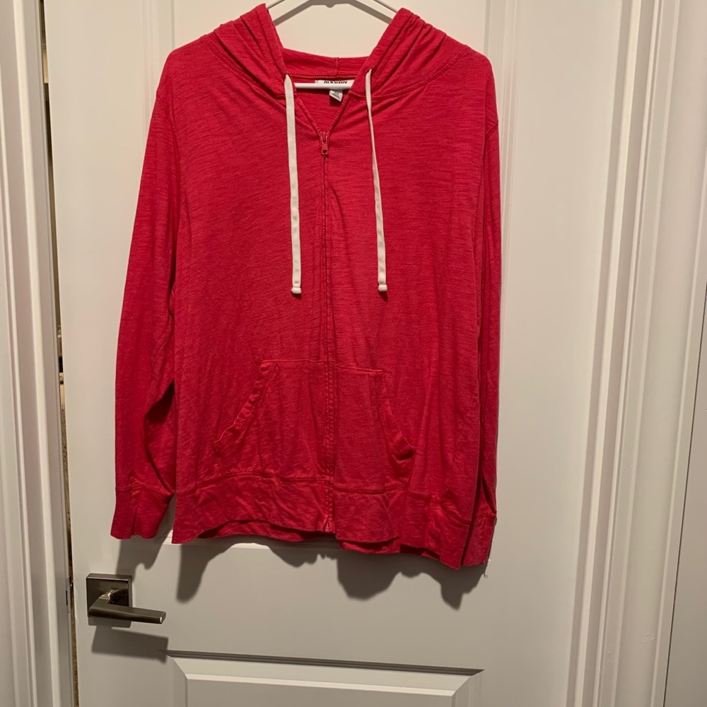 Pink 2x old navy lightweight zip up hooded jacket